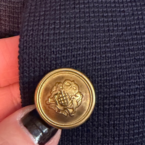 Vintage Ralph Lauren Knit Merino Wool Military Jacket Navy with Gold Leaf sz P - Picture 11 of 11